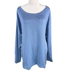 J Jill Fit XL Boatneck Pullover Lightweight Sweatshirt Blue Long Sleeve Tunic